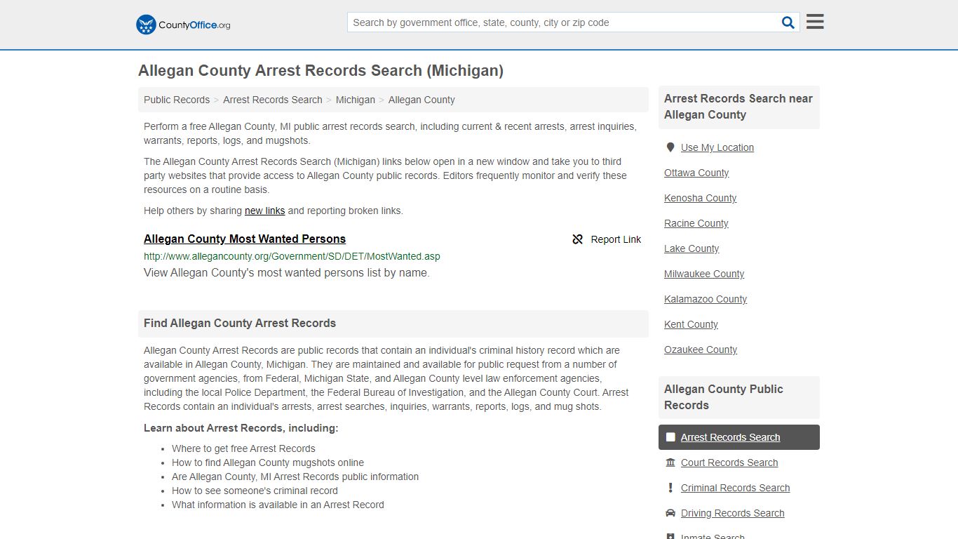 Arrest Records Search - Allegan County, MI (Arrests ...